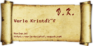 Verle Kristóf névjegykártya